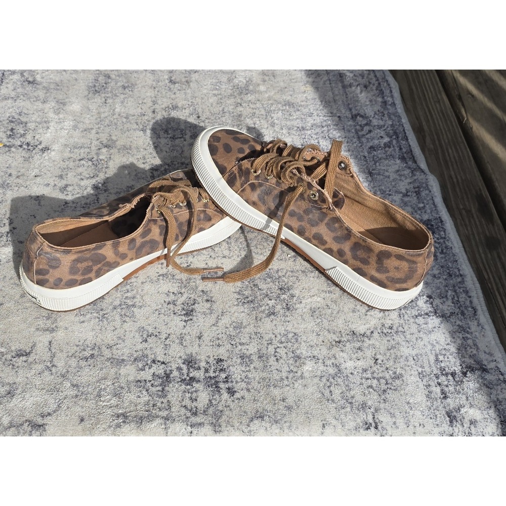Superga Leather Leopard Print Sneakers unisex adults size 6.5 M 8W - Picture 5 of 7